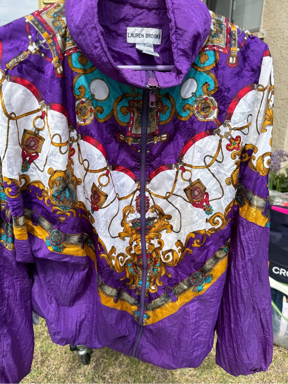 Lauren Brooke Purple Printed Bomber Jacket